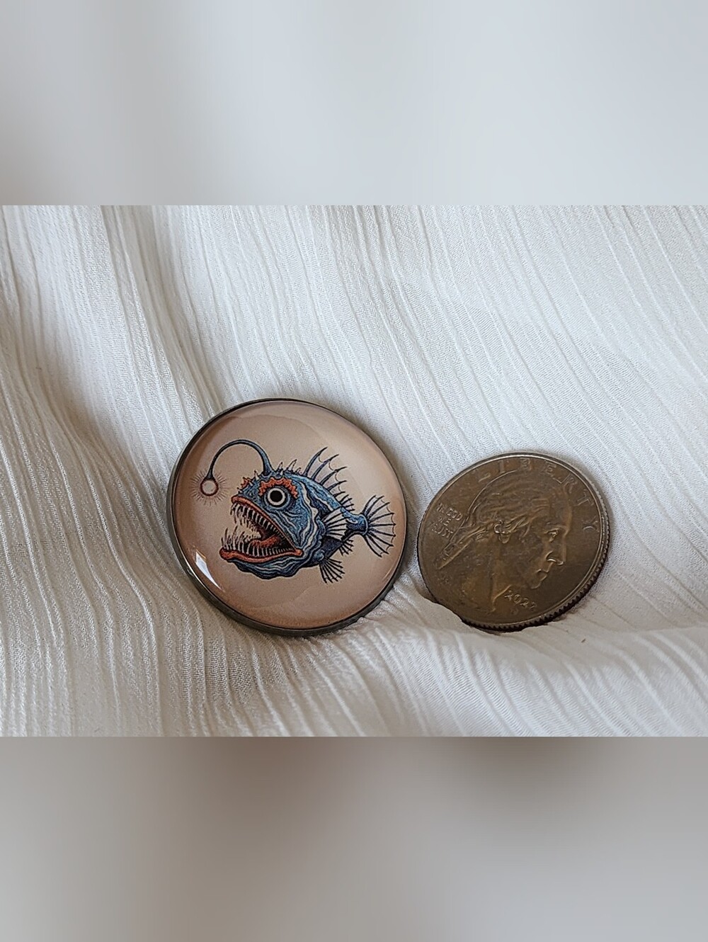 ✨️🌊Deep-Sea Anglerfish Glass Cabochon Pin